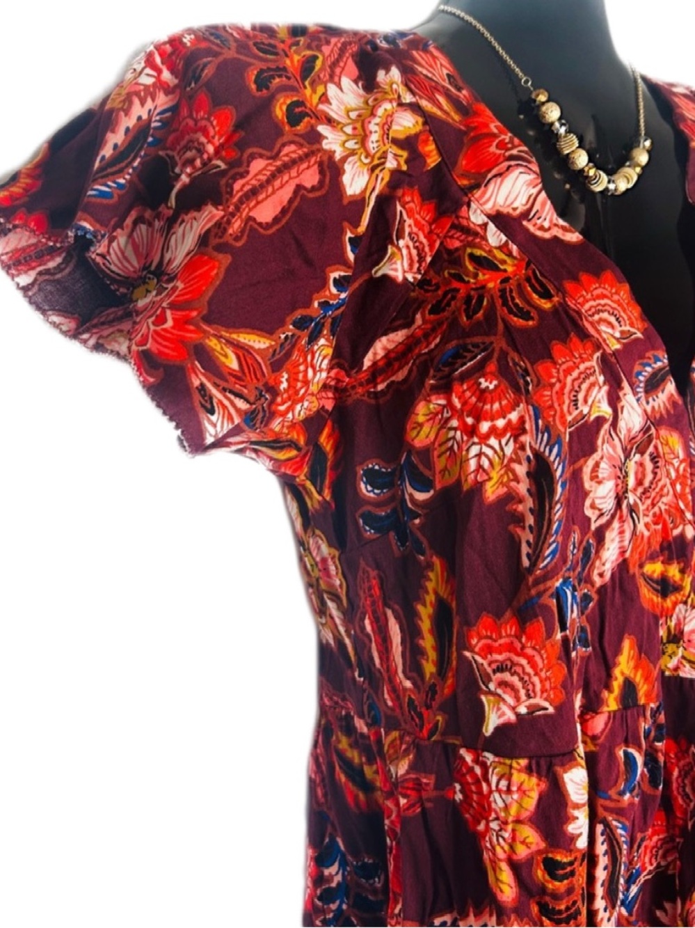 Old Navy  Floral Dress with Red and Orange Accents *NWPT